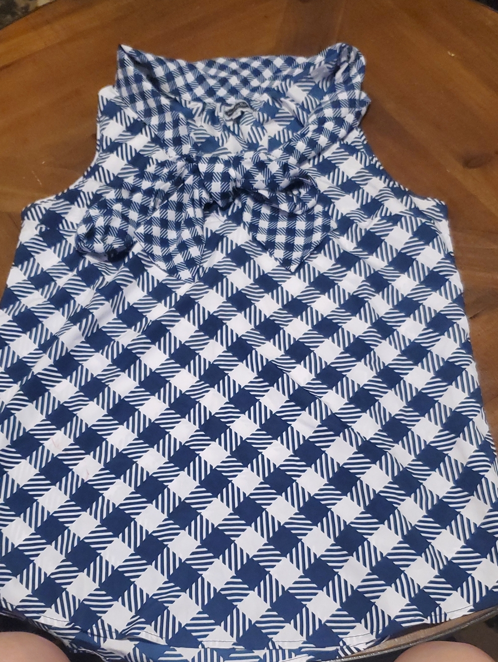 Mud Pie Navy & White Patterned Bow-Front Sleeveless Top